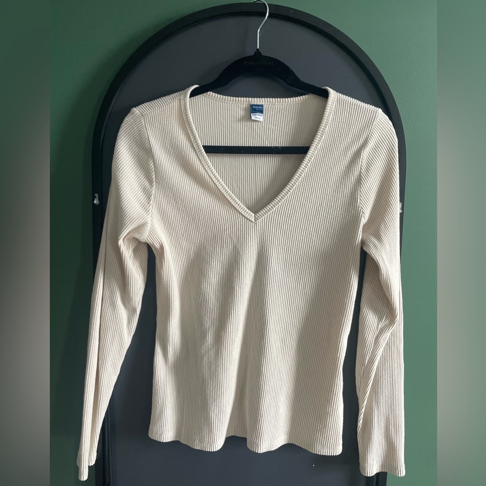 Old Navy Cream Ribbed Plush Tee